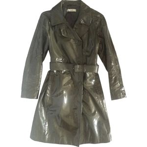 Prada Grey Patent Leather Trench Coat S